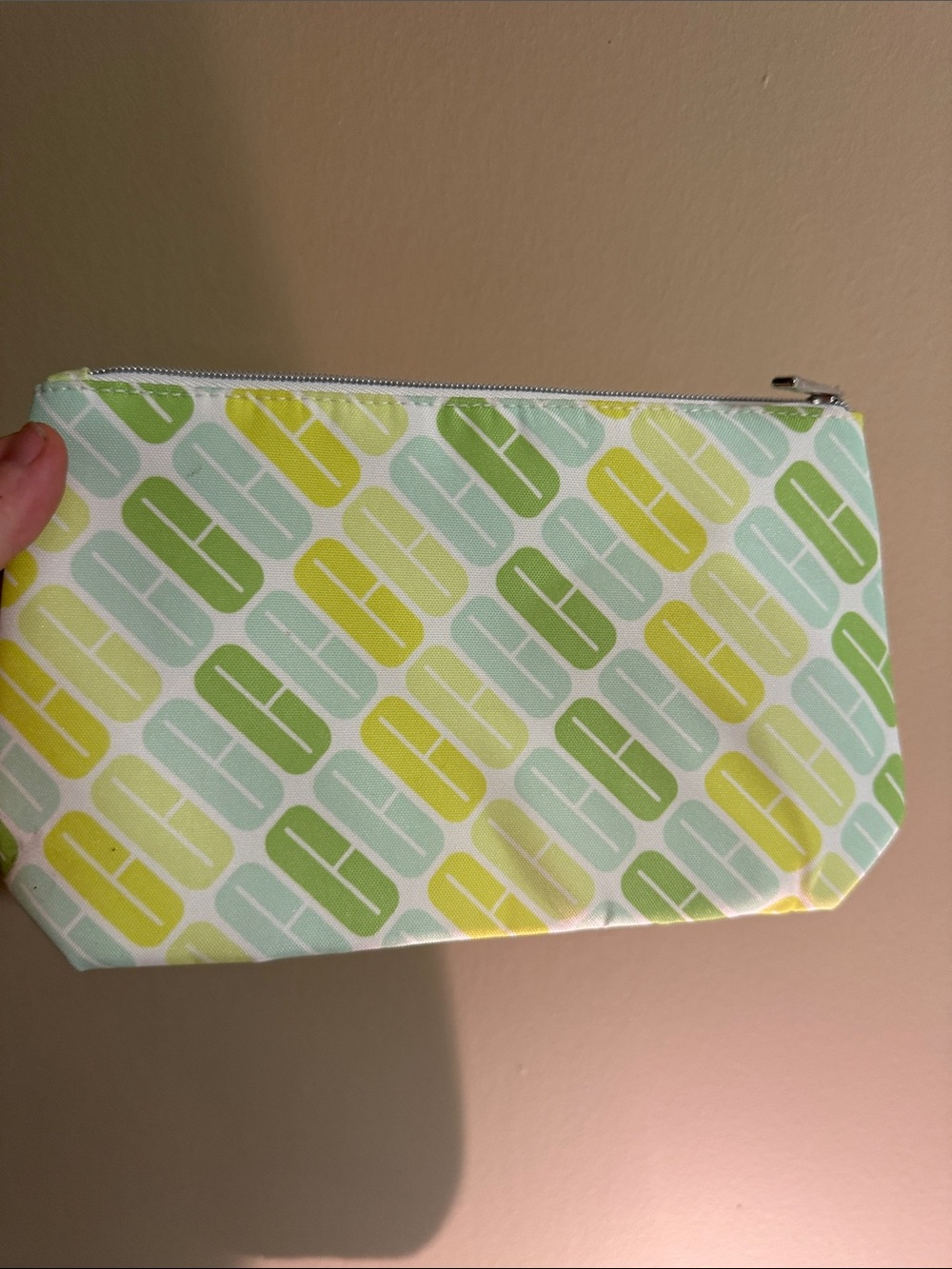 Clinique Canvas Zipper Pouch in Mint & Lime